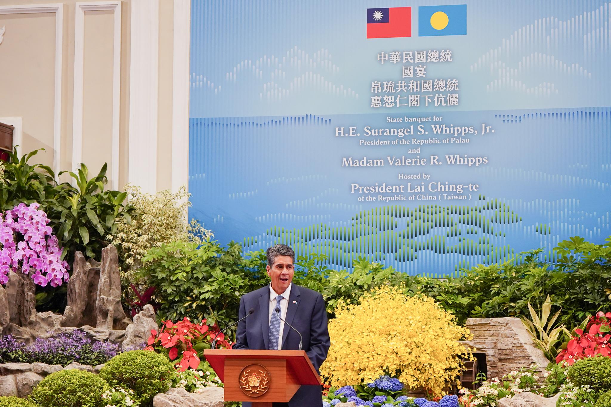 Taiwan President Lai Ching-te welcomed President Surangel S. Whipps Jr., First Lady Valerie Whipps, and a Palau delegation May 19-22. This is President Whipps&#039; first state visit following the inauguration of his second term, which took place in January. Whipps and his delegation were special guests at several ceremonies, including a military Honor Guard ceremony, a visit to the Presidential Palace and a state dinner. Photos courtesy Taiwan Government