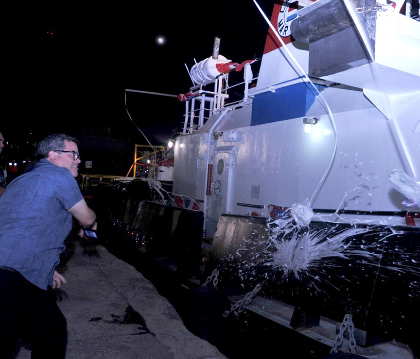 Rory Respiccio, general manager of the Port of Guam, participated in the christening of the M/T Polaris. 