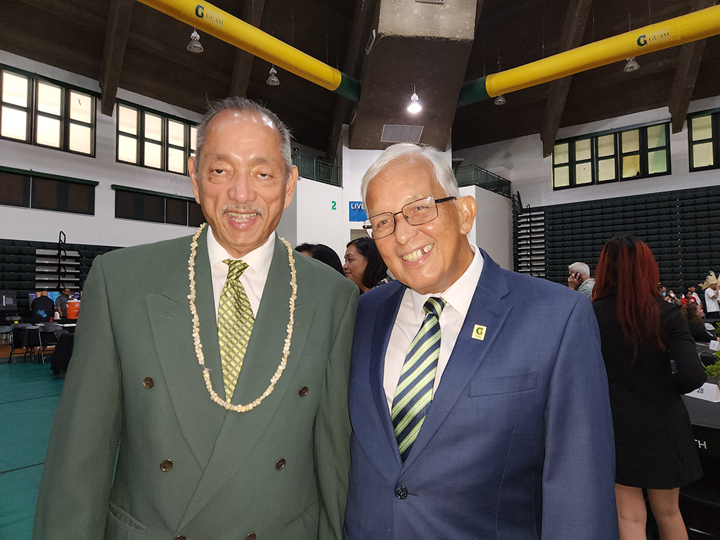 (From left) Benjamin J. F. Cruz, public auditor at the Office of Public Accountability; and Robert A. Underwood, former president of the University of Guam.