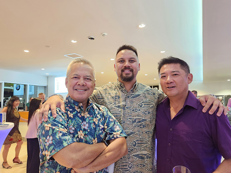 (From left) Daniel J. Tydingco, executive vice President of Legal, Regulatory &amp; External Affairs for GTA; Vincent Perez, vice president and commercial banking officer, Bank of Hawaii; and Benson F. F. Au-Yeung, president and owner, Soft Pacific Inc., which does business as Benz Sign Supplies. Photos by Maureen N. Maratita