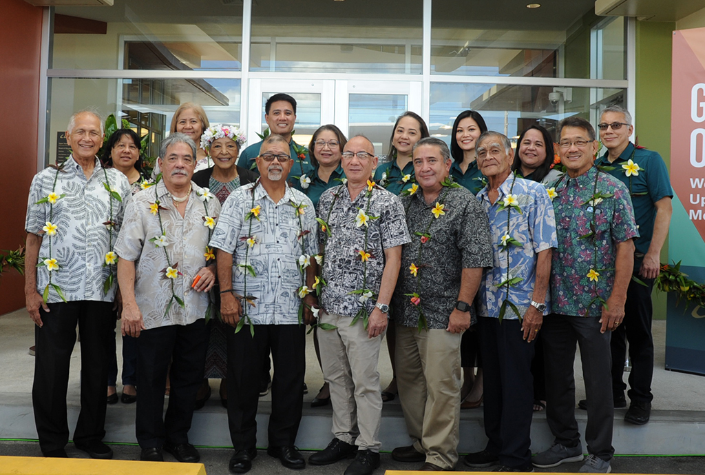 (From left rear) Barbara S. Howard, Supervisory Committee secretary; Blanca C. Eata, Supervisory Committee member; Angelita P. Mendiola, board member; Gener F. Deliquina, CEO; Monica L. Pido, chief operations officer; Jessica A. I. Atalig, chief compliance officer; Lerissa M. Garcia, chief financial officer; Catherine T. Champaco, chief lending officer; and Michael J. Duenas, chief information officer; and (from left front) Pedro R. Martinez, board vice chairman; Johnny P. Taitano, board secretary; Michael P. Quinata, board member; Paul D. Leon Guerrero, board chairman; Arthur R. Mariano, board treasurer; Raymond F. Y. Blas, board member; and Stephen J. Guerrero, Supervisory Committee chairman. 