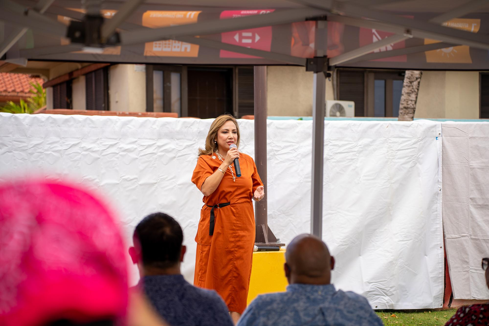 Senator Shelly Calvo, chairperson of the Committee on Child Welfare, Youth Affairs, Senior Citizens, Women’s Affairs, Disability Services, the Arts, Culture, Historic Preservation, and Hagåtña Restoration, 38th Guam Legislature. Photo by Skyler Obispo. 