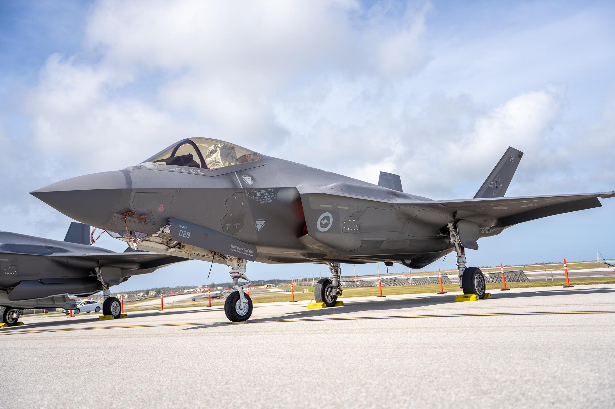An RAAF F-35A Lightning II on display at COPE North 2025&#039;s Community Day. Photo by Skyler Obispo. 