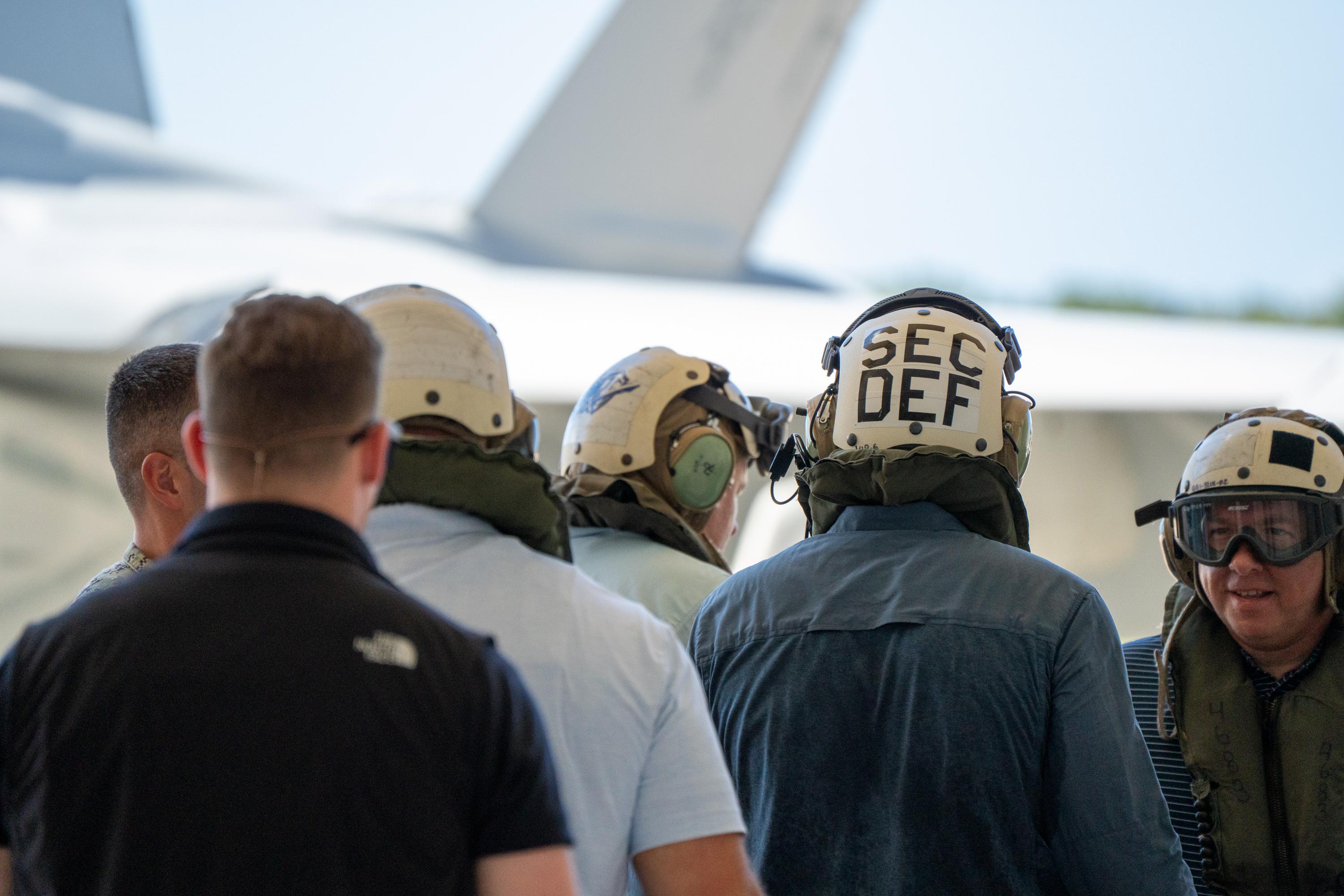 Hegseth was taken on board a U.S. Navy MH-60S Sea Hawk operated by HSC-25 for an aerial tour of Guam&#039;s military installations. Photo by Skyler Obispo.