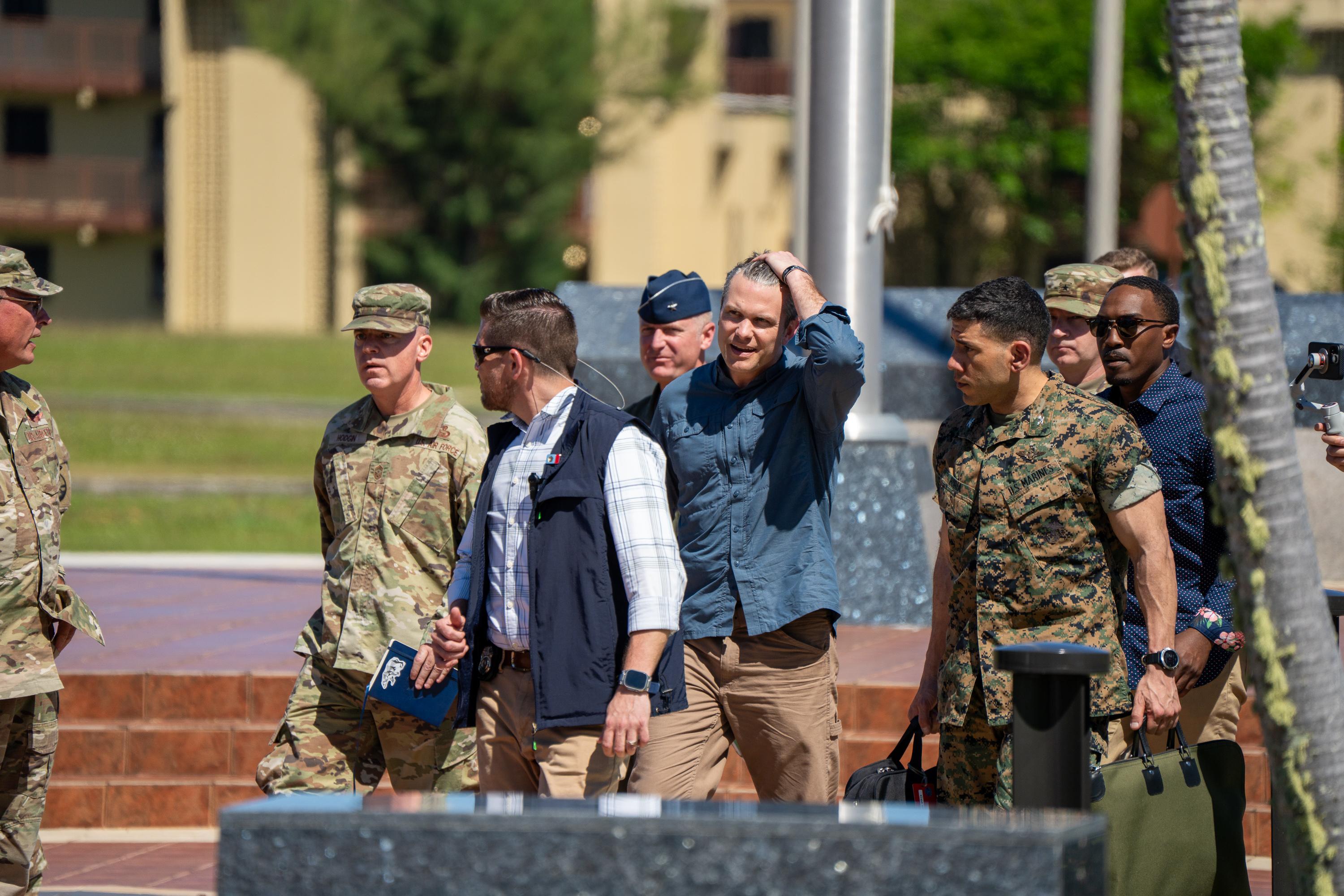 Hegseth met with leaders from Guam and Saipan at a closed door meeting discussing regional defense concerns and infrastructure projects. Photo by Skyler Obispo. 