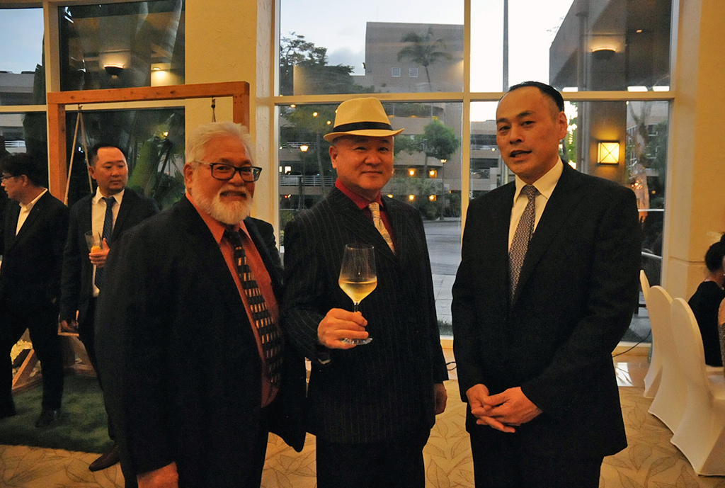 (From left) Tano Taitano, HR director, Westin Guam Resort; Dennis Clemente, assistant director of Food and Beverage; August Anselmo, manager, Taste Restaurant; Che Tzeng, director of finance; all with the Westin Resort Guam; and Ernie Galito, business development director, Atkins Kroll Inc.