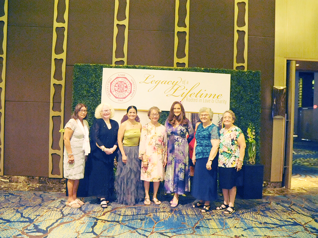 Members of the Guam Memorial Hospital Volunteers Association at the ball were (from left) Felica Meeks, treasurer; June Perez; Member at Large; Daisy Sablan, recording secretary; Hilda Pellacani, president; Terese Calvo, vice president, Beverly Lotz, corresponding secretary, and Terri de los Reyes; member at large. 