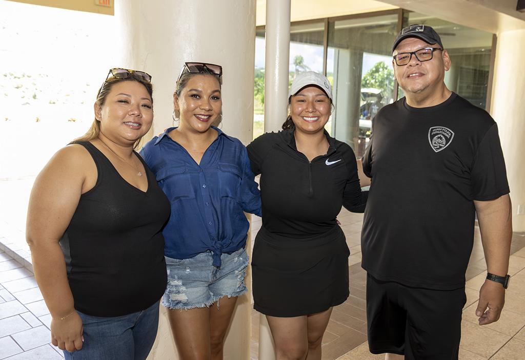 (From left) Raena San Nicolas, chief’s office; Jenny Wolford, admin department, both with the Guam Police Department, Cassandra Fernandez, Airport Police, A.B. Won Pat International Airport, Guam; and Von Uribe, armory, Guam Police Department.