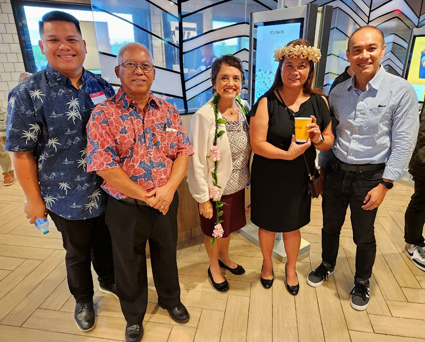 (From left) Jon Junior Calvo, chief of staff, Office of the Governor of Guam; Joe C. Ayuyu, president and owner, McDonald’s of Guam &amp; Saipan; Gov. Lourdes A. Leon Guerrero; Marcia E. Ayuyu, owner and operator, McDonald’s of Guam &amp; Saipan; and Marcos W. Fong, group CEO of Glimpses of Guam, Coca-Cola Beverage Co. (Guam), Foremost Foods Inc. Subway Restaurants and Chili’s Grill &amp; Bar.