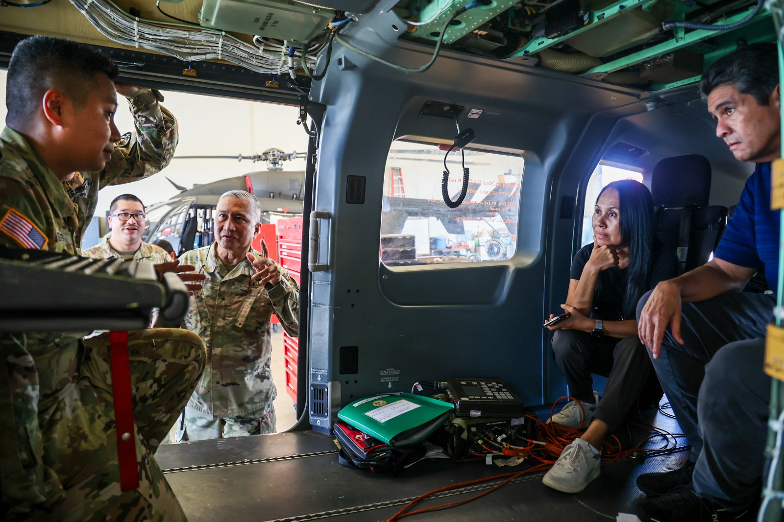President Surangel S. Whipps, Jr. and First Lady Valerie R. Whipps had an opportunity to visit Brig. Gen. Mike Cruz and members of the Guam National Guard at the Barrigada Readiness Complex on May 10. They discussed, among other things, possible ways to develop the State Partnership Program, including assets for border security like the UH-70 Lakota Helicopter with advanced optics and live data downlink. Photo courtesy Guam National Guard