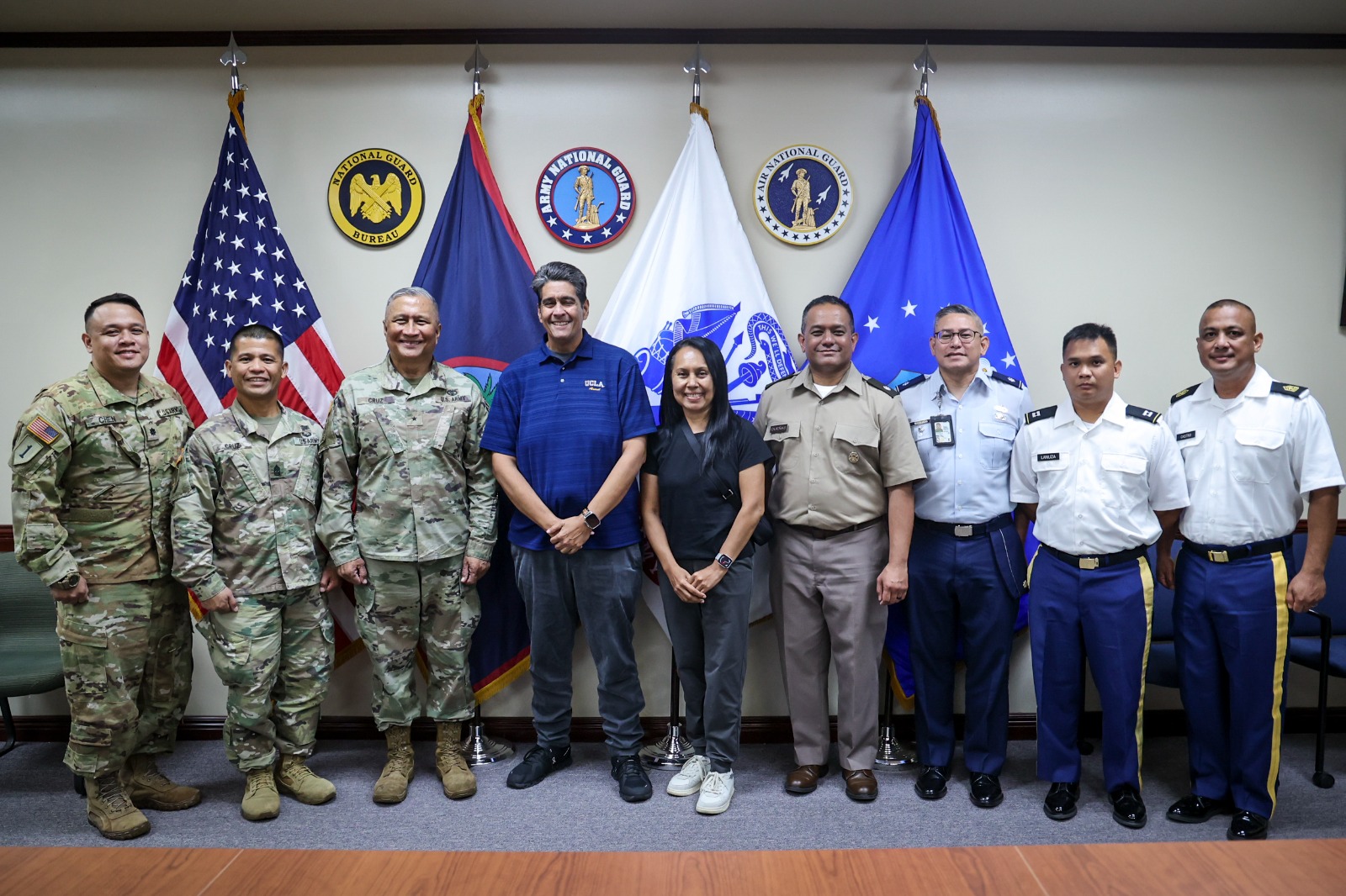 President Surangel S. Whipps, Jr. and First Lady Valerie R. Whipps had an opportunity to visit Brig. Gen. Mike Cruz and members of the Guam National Guard at the Barrigada Readiness Complex on May 10. They discussed, among other things, possible ways to develop the State Partnership Program, including assets for border security like the UH-70 Lakota Helicopter with advanced optics and live data downlink. Photo courtesy Guam National Guard