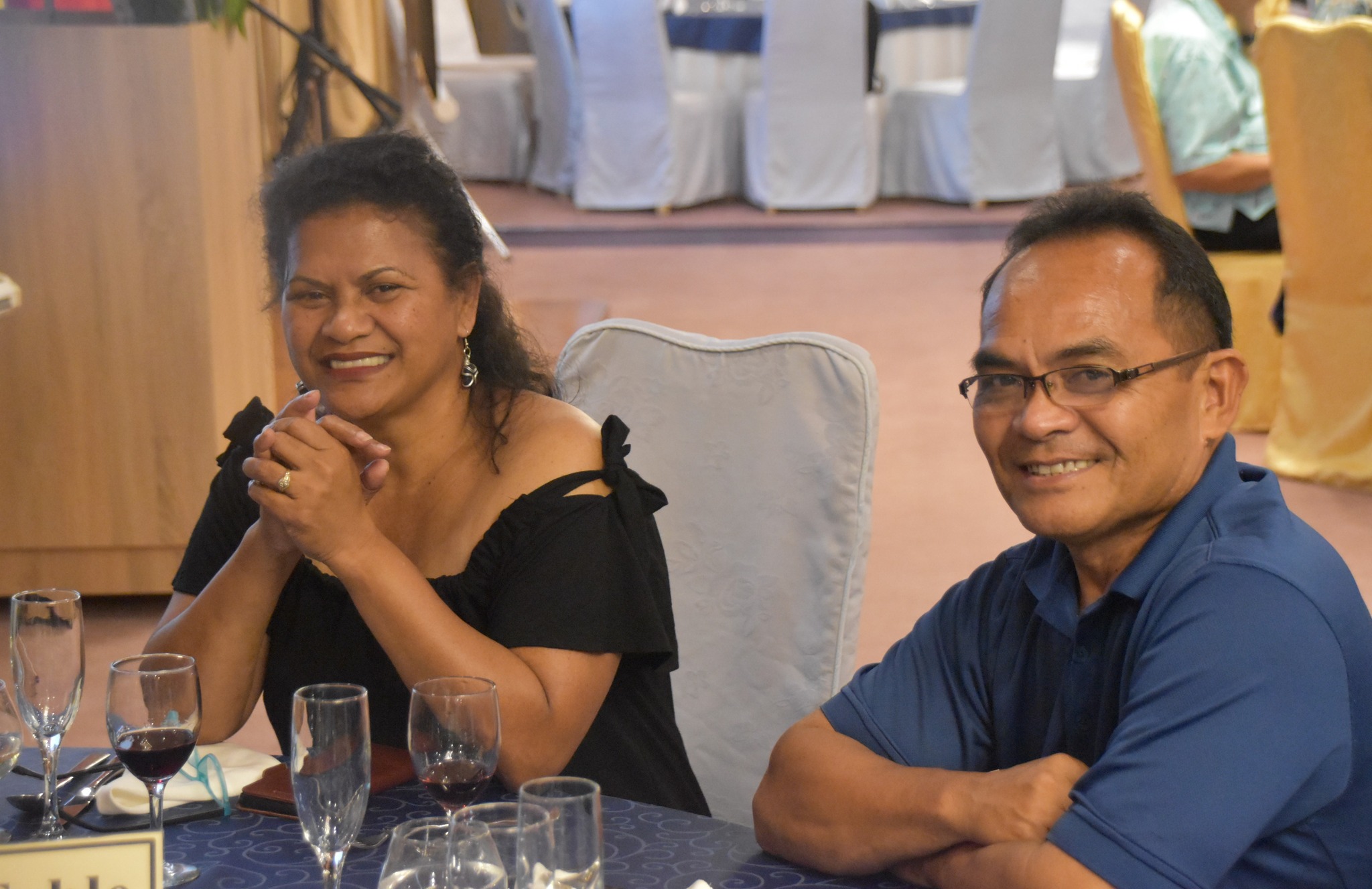 (from left) Leilani N. Reklai, publisher of the Palau Island Times; and Phillip P. Reklai, co-founder of PRA Computer Sales &amp; Services, and husband of Leilani. 