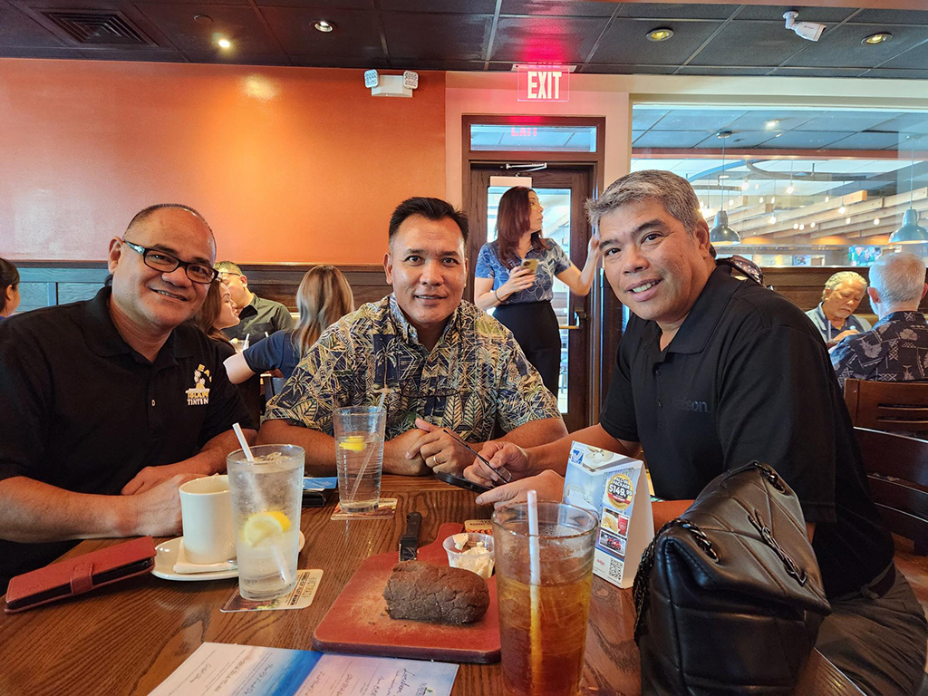 (From left) Joseph Roberto, managing partner, East Island Tinting; David Damian, principal broker, Find Guam Real Estate; and Phillip Santos, account executive, Matson Navigation Co.