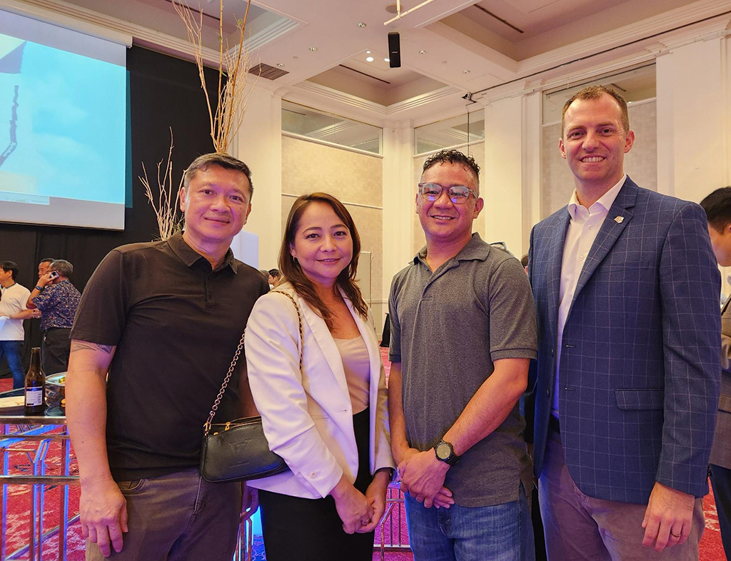 (From left) Sunardi Li, president; Valerie Carbullido, director of sales and marketing; both with Sentry Hospitality; Casey Castro, owner and executive chef, Capitol Kitchen; and Michael Hofstetter, director, franchise operations for South East Asia and the Pacific Rim, Wyndham Hotels &amp; Resorts.